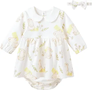 pureborn Baby Toddler Girl Dress with Bloomer Short and Long Sleeve Playwear Dress with Diaper Cover