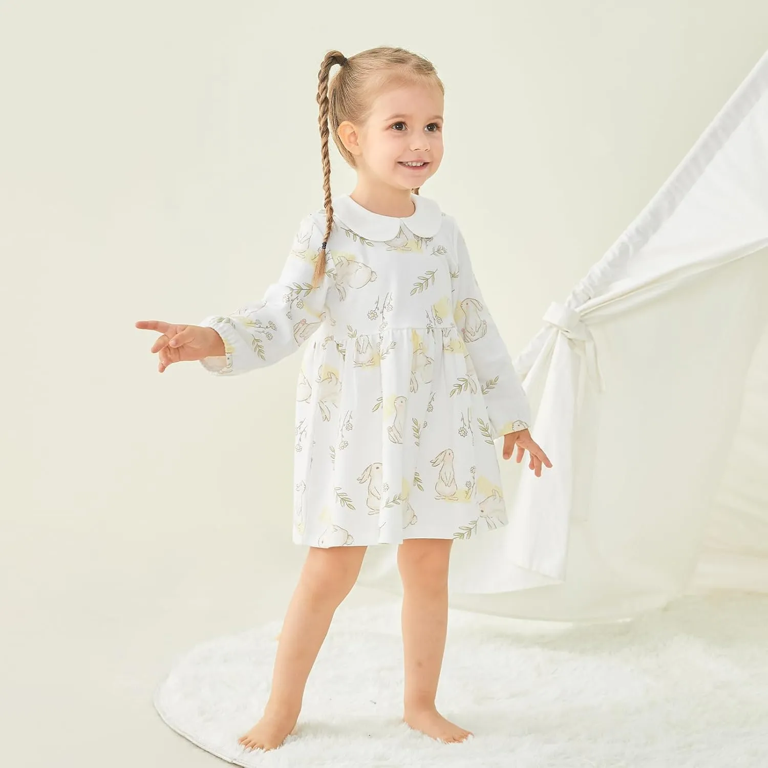 pureborn Baby Toddler Girl Dress with Bloomer Short and Long Sleeve Playwear Dress with Diaper Cover