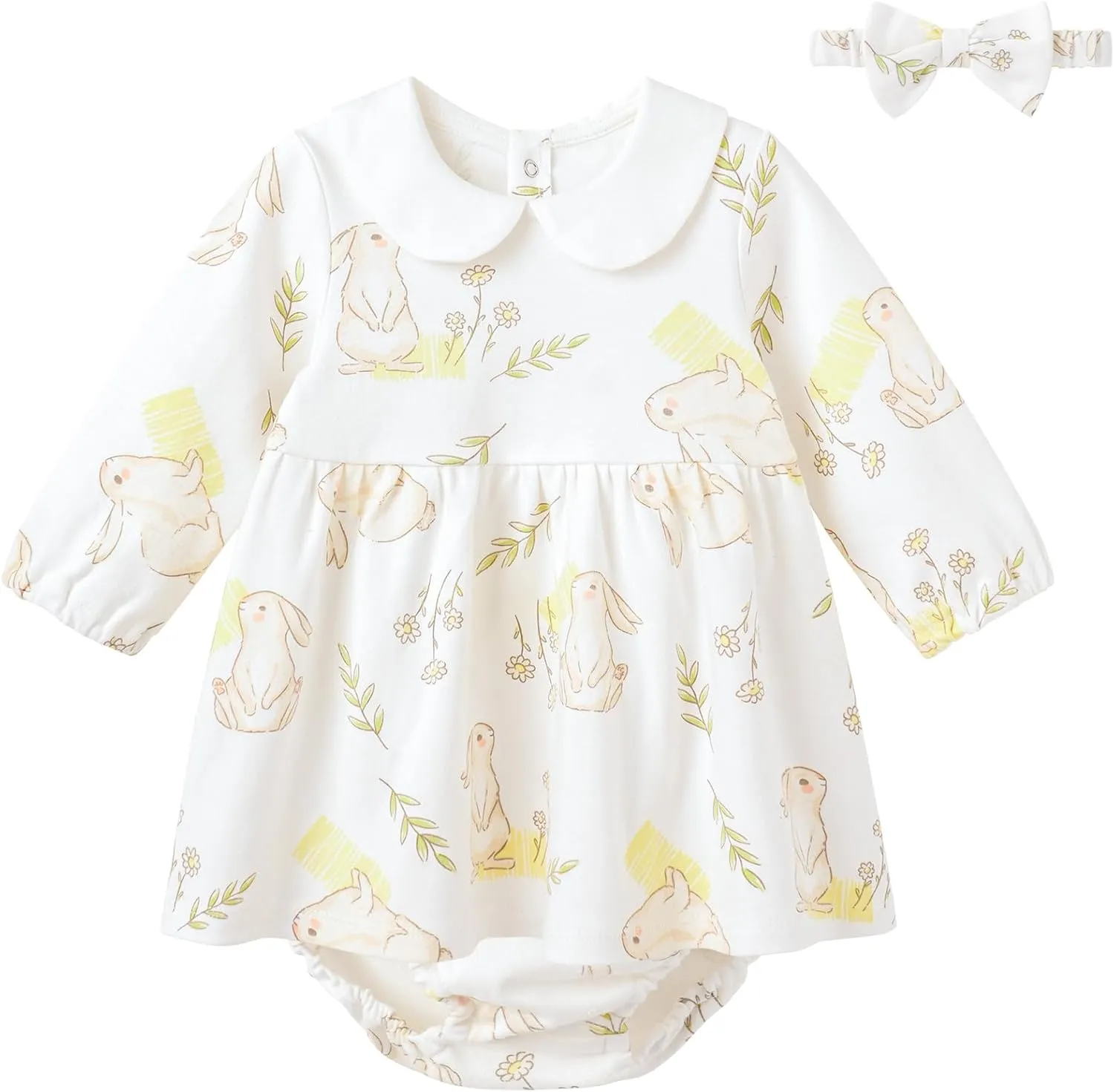 pureborn Baby Toddler Girl Dress with Bloomer Short and Long Sleeve Playwear Dress with Diaper Cover