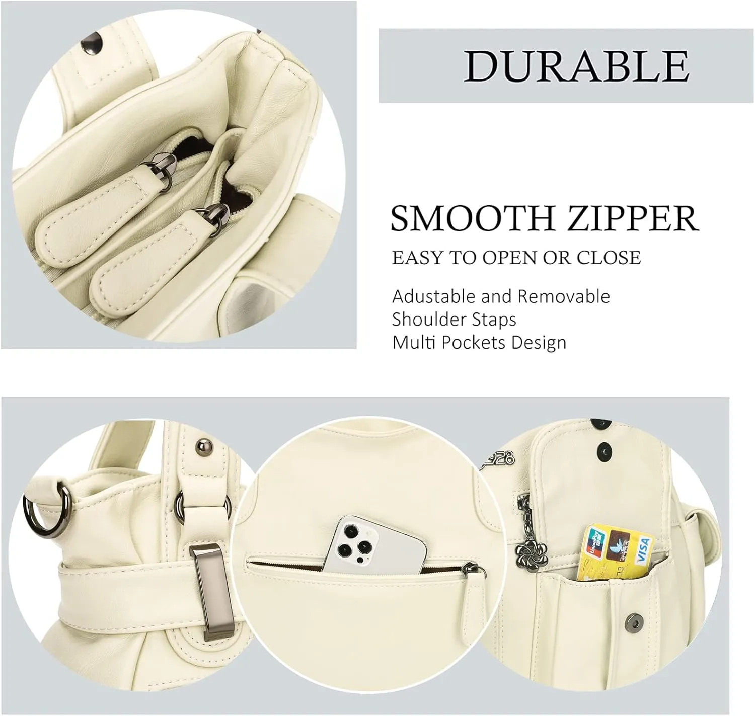 Purses and Handbags for Women Large Hobo Shoulder Bags Soft PU Leather Multi-Pocket Tote Bag