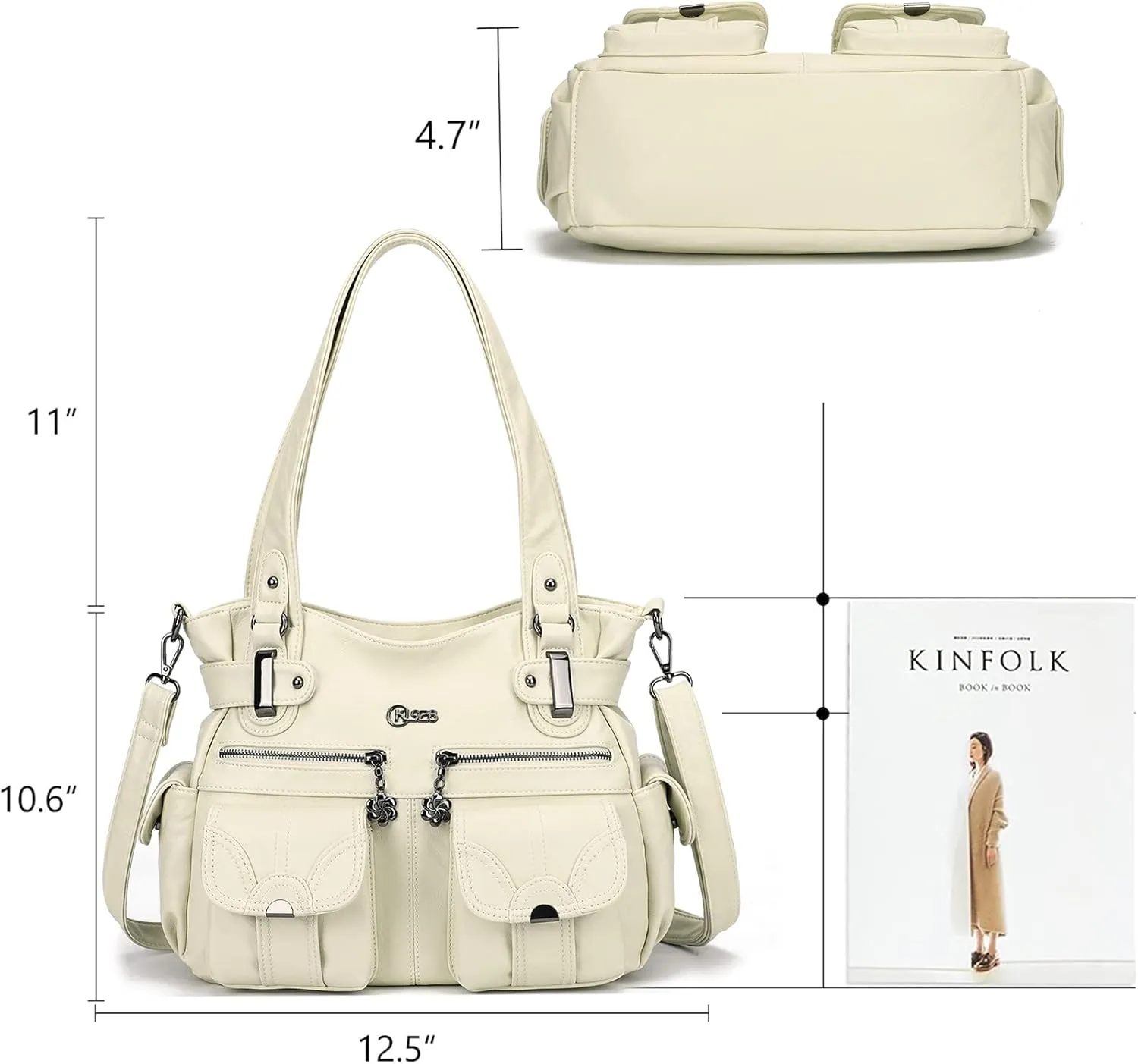 Purses and Handbags for Women Large Hobo Shoulder Bags Soft PU Leather Multi-Pocket Tote Bag
