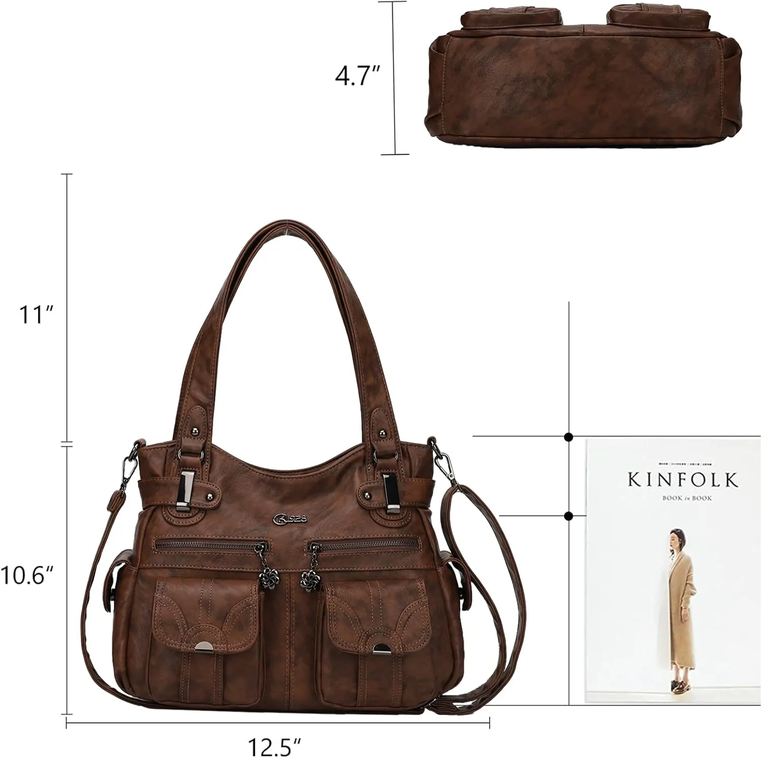 Purses and Handbags for Women Large Hobo Shoulder Bags Soft PU Leather Multi-Pocket Tote Bag