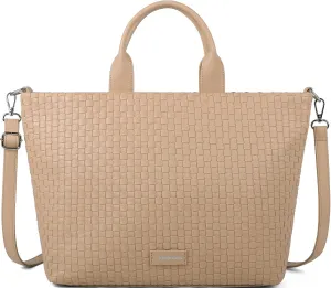 Queenoris Woven Bag for Women, Vegan Leather Tote Bag Summer Beach Fashion Shopper Handbag and Purse Handmade Crossbody Bag