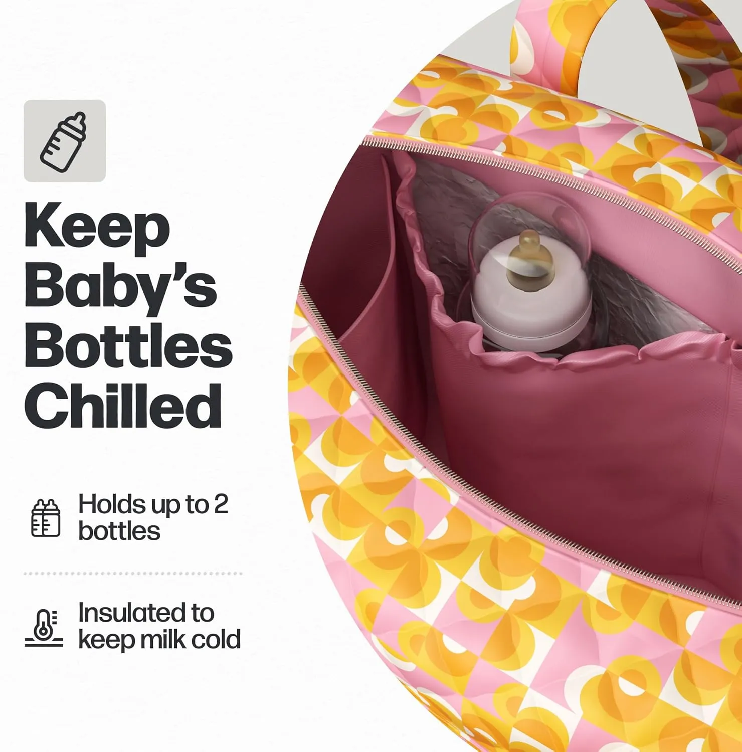 Quilted Diaper Bag With Insulated Bottle Pockets, Functional & Fashionable Tote Diaper Bag for Women