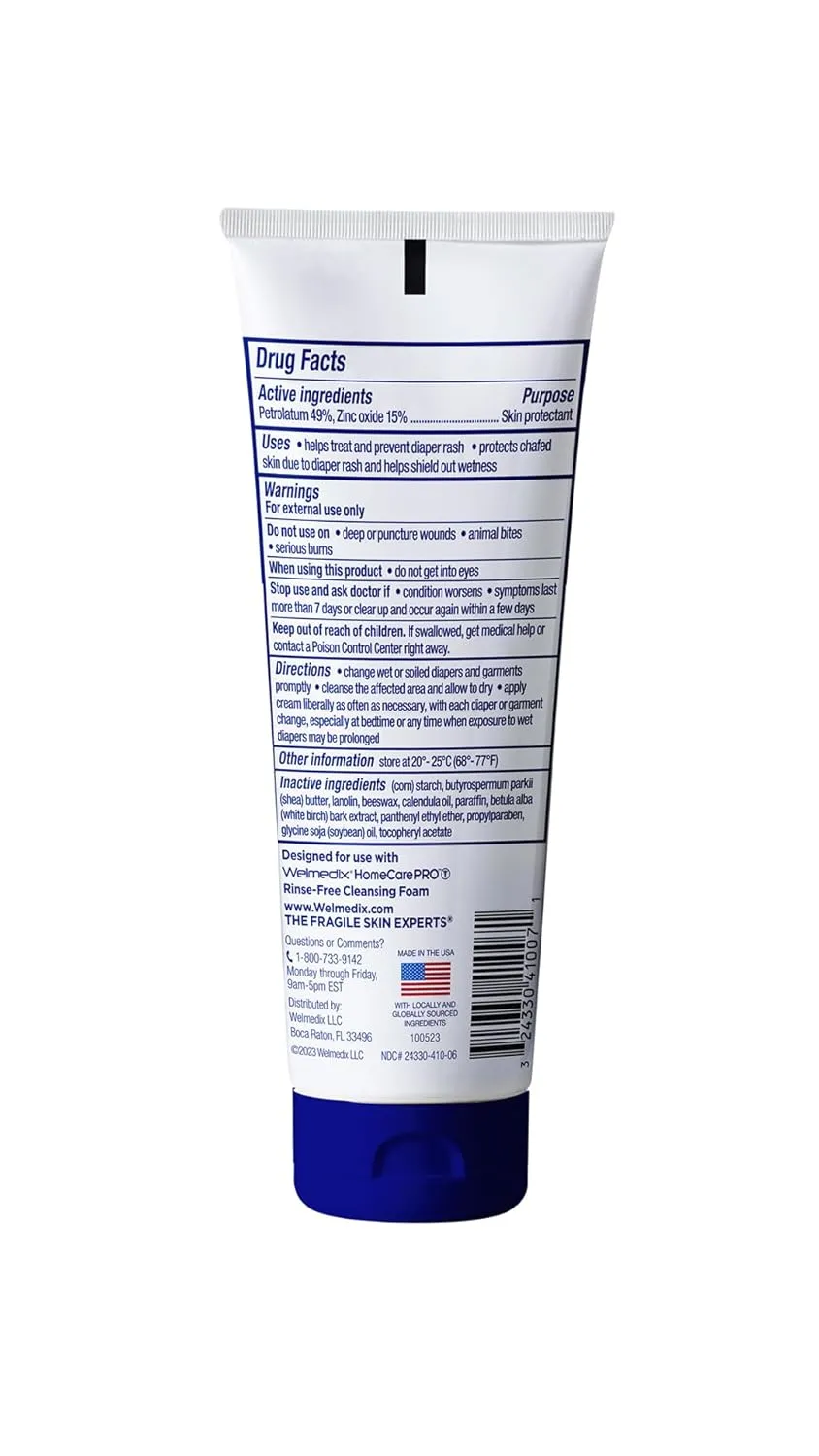 Rapid Relief Diaper Rash Cream with Zinc Oxide, Hospital Grade Barrier Cream for Adults, and Babies with Fragile or Sensitive Skin (4oz Tube, Pack of 3)
