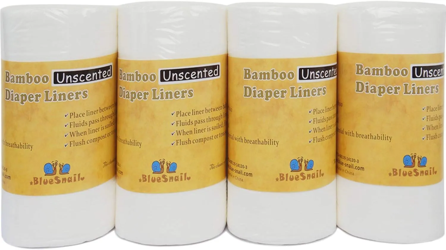 Rayon Unscent Diaper Liners- Fragance Free and Chlorine Free(4PK) 400 Count by BlueSnail（White）