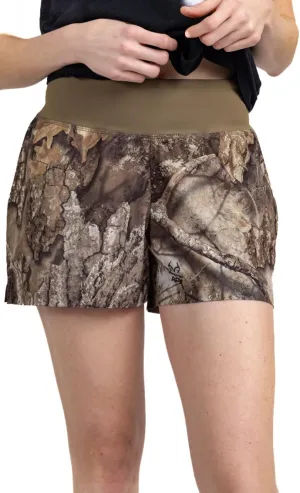 Realtree Camo Women's High-Waisted Athletic Bottoms with 2 Pockets, Lightweight for Running, Hiking, Camping & Fishing