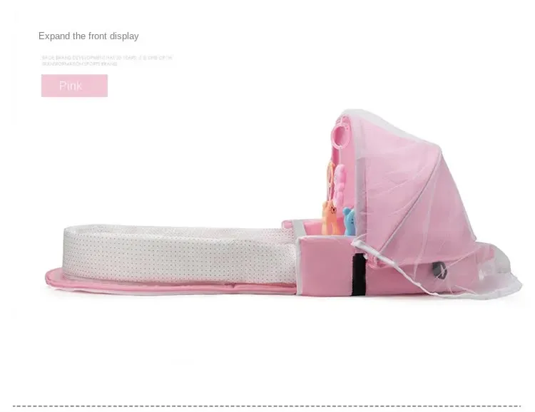 Red Portable Multi-Purpose Baby Bed and Diaper Backpack - Lightweight, Waterproof, Canvas   Polyester Material, Travel Essential for Moms(With mosquito net and small toys)