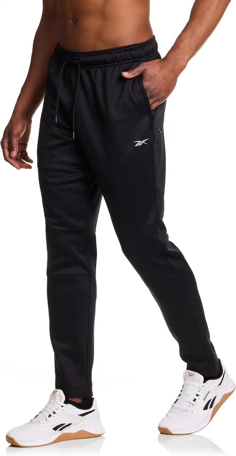 Reebok Men's Fleece Tech Sweatpant, Zippered Pockets, Athletic Joggers