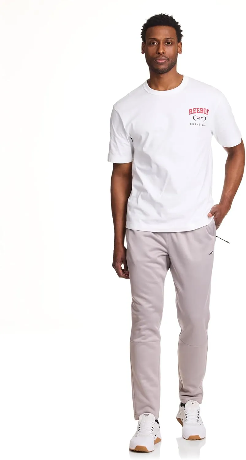 Reebok Men's Fleece Tech Sweatpant, Zippered Pockets, Athletic Joggers