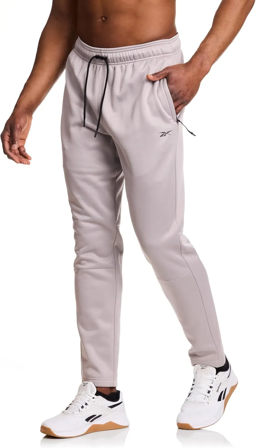 Reebok Men's Fleece Tech Sweatpant, Zippered Pockets, Athletic Joggers