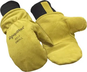 RefrigiWear Fleece Lined Fiberfill Insulated Cowhide Leather Mittens, Work Glove