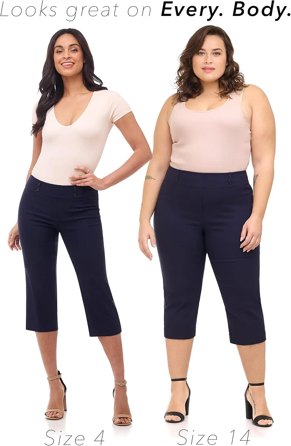 Rekucci Women's Ease into Comfort Capri with Button Detail