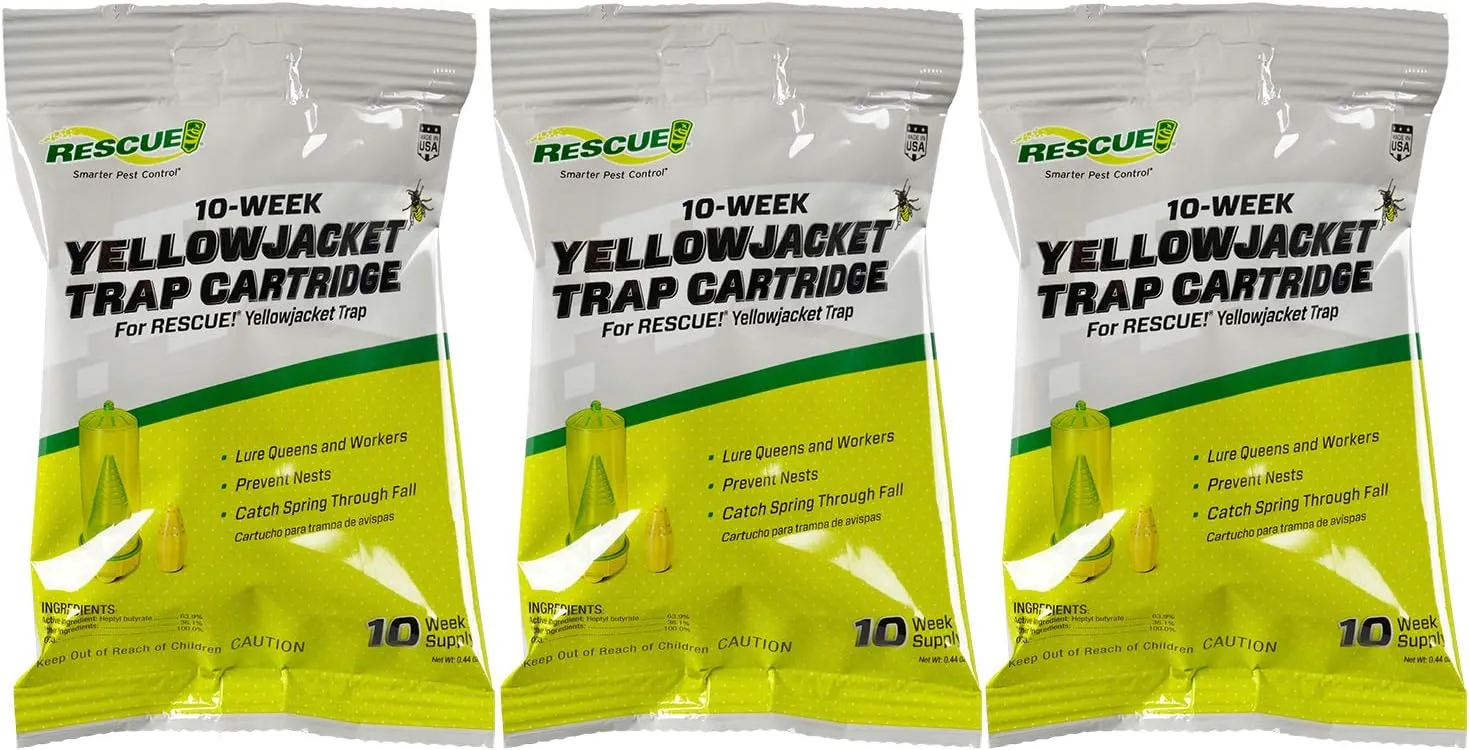 RESCUE! Yellowjacket Attractant Cartridge (10 Week Supply) – for RESCUE! Reusable Yellowjacket Traps - (3 Pack)