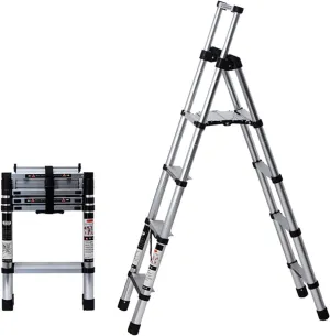 Retractable Folding Herringbone Ladder Multi-Functional Climbing Stairs Thickened Aluminum Alloy Lift Ladder (Size : 4-Step)