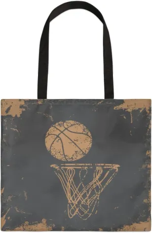 Retro Yellow Basketball Canvas Tote Bag for Women Men Stylish Tote Handbag Shoulder Bag Reusable Grocery Bag