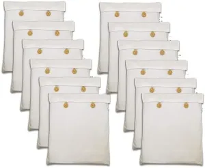Reusable Cotton Saree Cover (Set of 12) for Storage, Wardrobe Organizer Bags Saree Bags Cotton (16x14 inch, Beige)