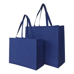 Reusable Non-Woven Shopping Bags | Blue | 50 Pack