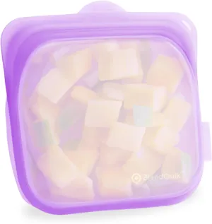 Reusable Silicone Food Storage Bags, 1000 ml Capacity, Leak Proof Freezer Silicone Bags, Easy To Clean Reusable Travel Bag, Purple