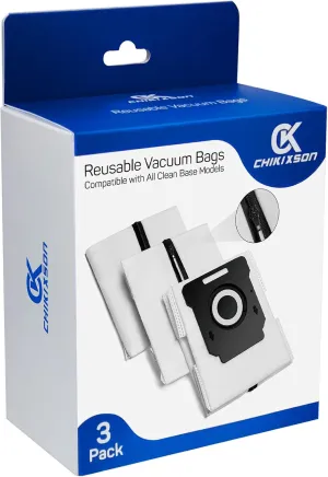 Reusable Vacuum Bags for All iRobot Roomba I & S & J Series Clean Base, 3 Pack, Zipper (New Version)