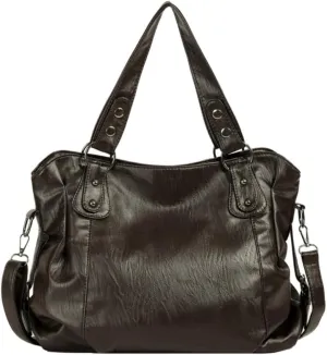 RICHTRUE Gloss Leather Tote Bag Work Tote Bag Y2k Shoulder Bag Crossbody Grunge Leather Crossbody Bags Women Studded Purse