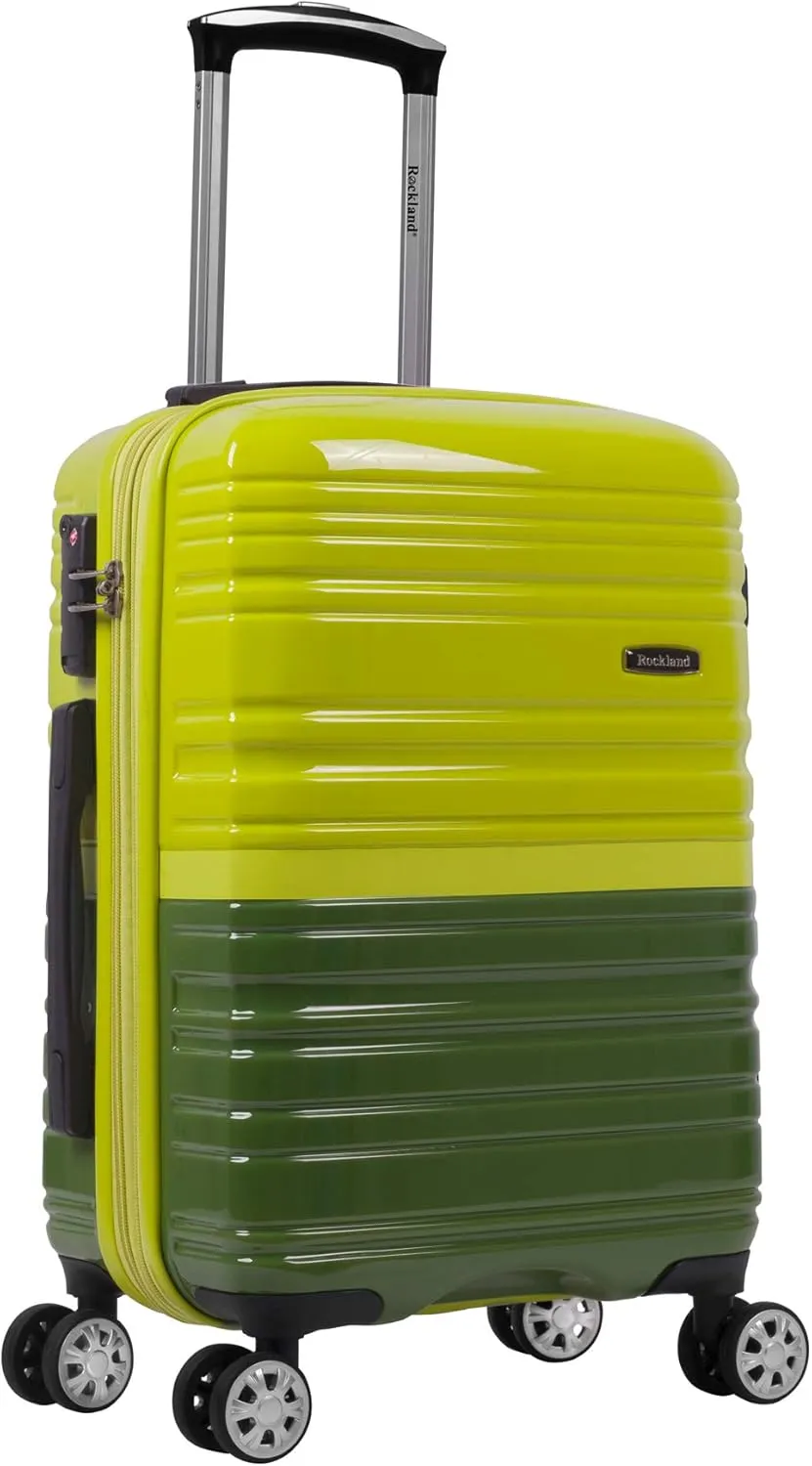 Rockland Melbourne Hardside Expandable Luggage with Spinner Wheels, 2TONEGREEN, 2 Piece (20/28)