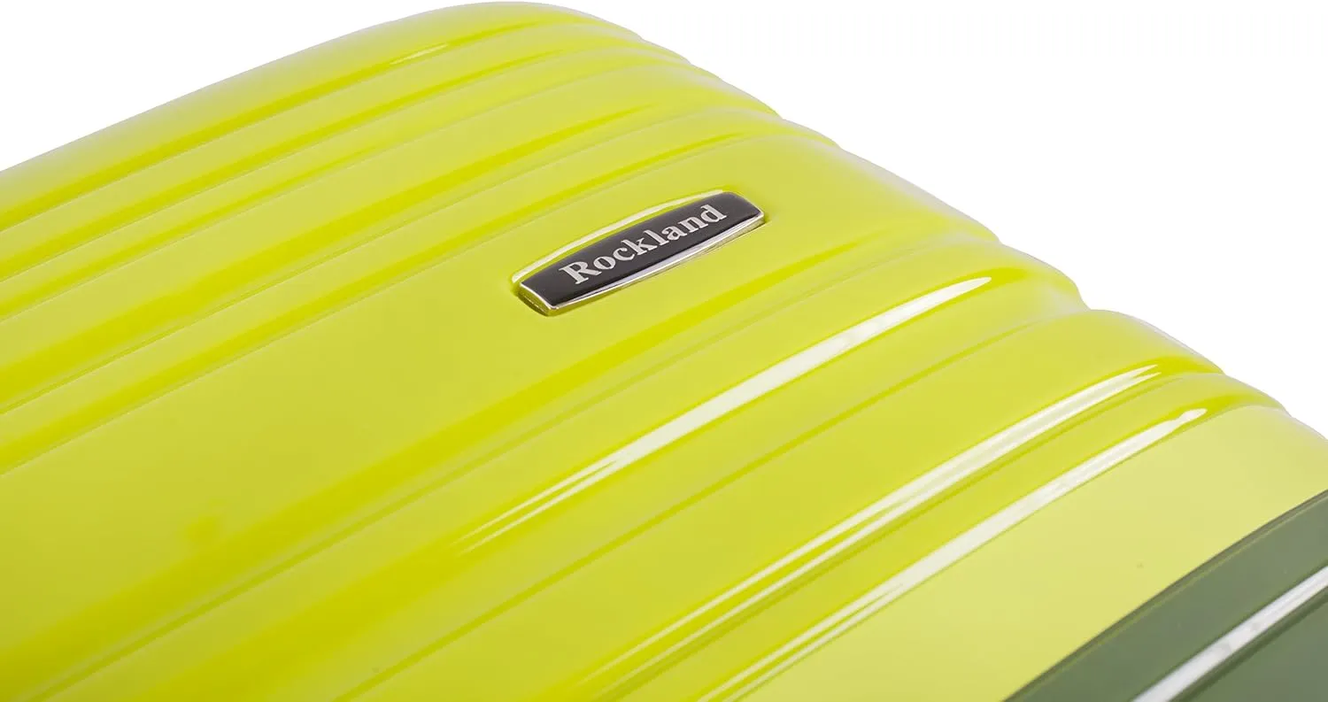 Rockland Melbourne Hardside Expandable Luggage with Spinner Wheels, 2TONEGREEN, 2 Piece (20/28)