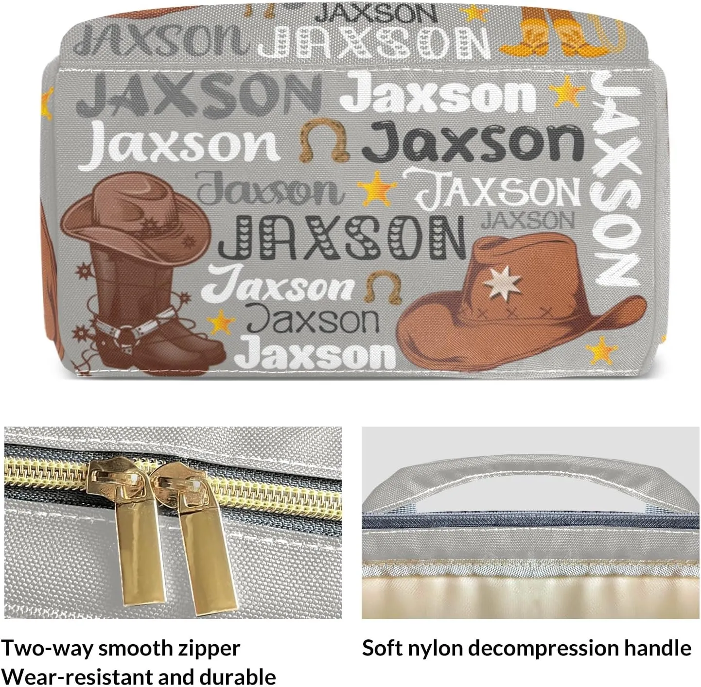 Rodeo Cowboy Gray Text Personalized Large Capacity Diaper Bags,Custom Name Backpack Casual Daypack Bag Nappy Bag Gifts