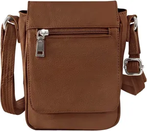 Roma Leathers Compact Concealment Crossbody Bag - Fits KAHR 380, KAHR P9, Ruger LCP - Brown