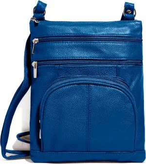 Roma Leathers Genuine X-Large Crossbody Purse, Multi-Pocket, Adjustable Strap, XL