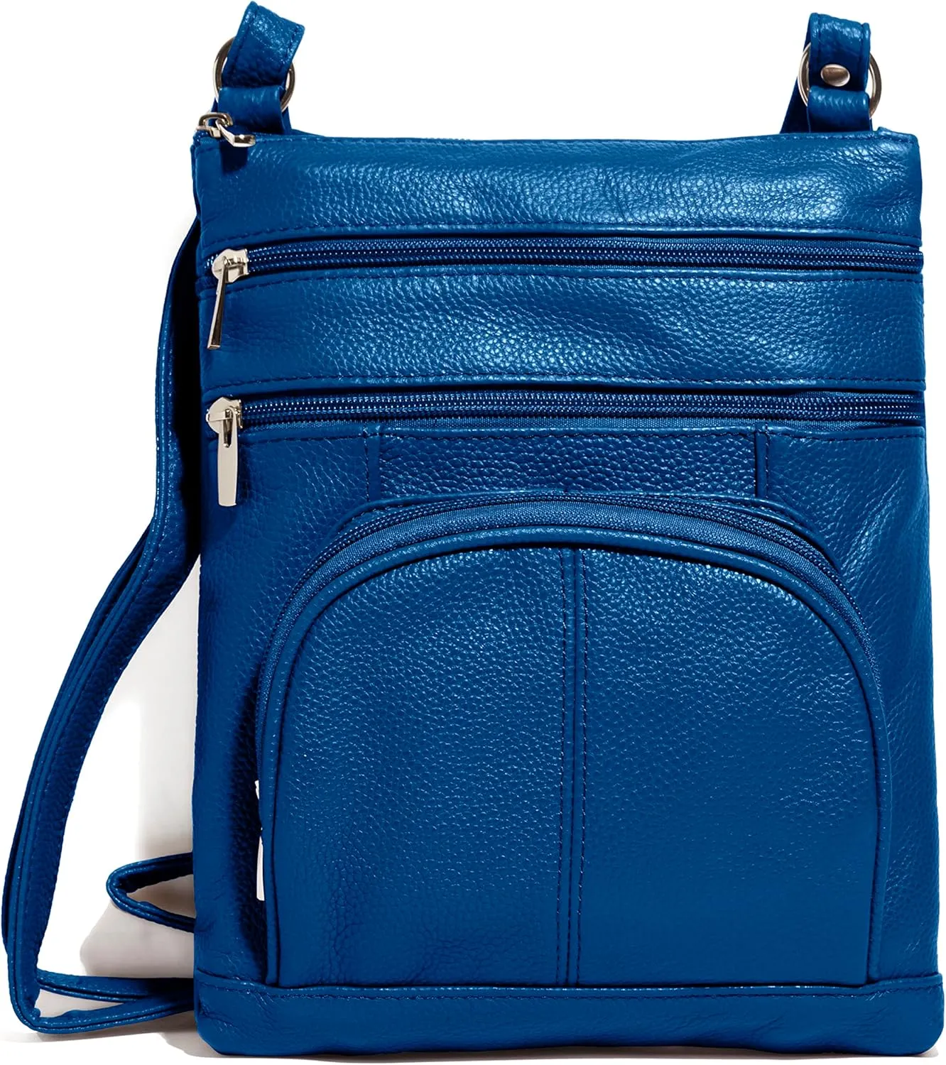 Roma Leathers Genuine X-Large Crossbody Purse, Multi-Pocket, Adjustable Strap, XL