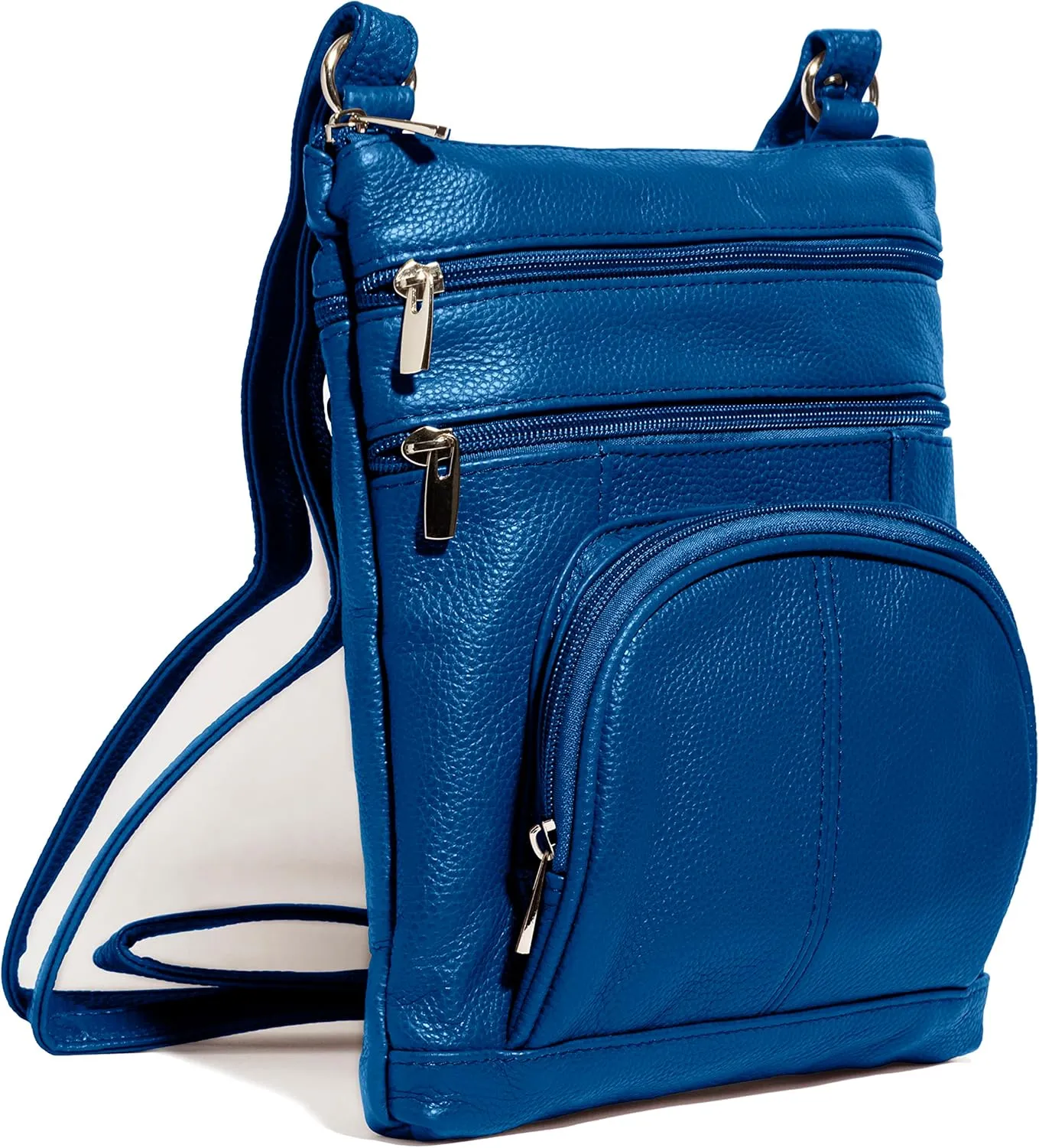 Roma Leathers Genuine X-Large Crossbody Purse, Multi-Pocket, Adjustable Strap, XL
