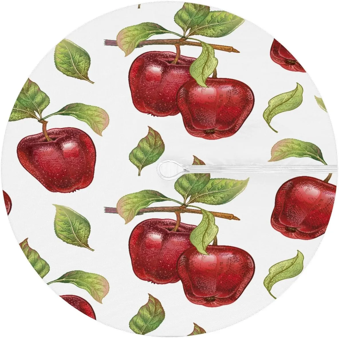 Round Outdoor Tablecloth with Umbrella Hole 45"-56" Zippered Elastic Tablecloth Apples Outdoor Round Fitted Tablecloth Waterproof Umbrella Zippered Tablecloth for Patio