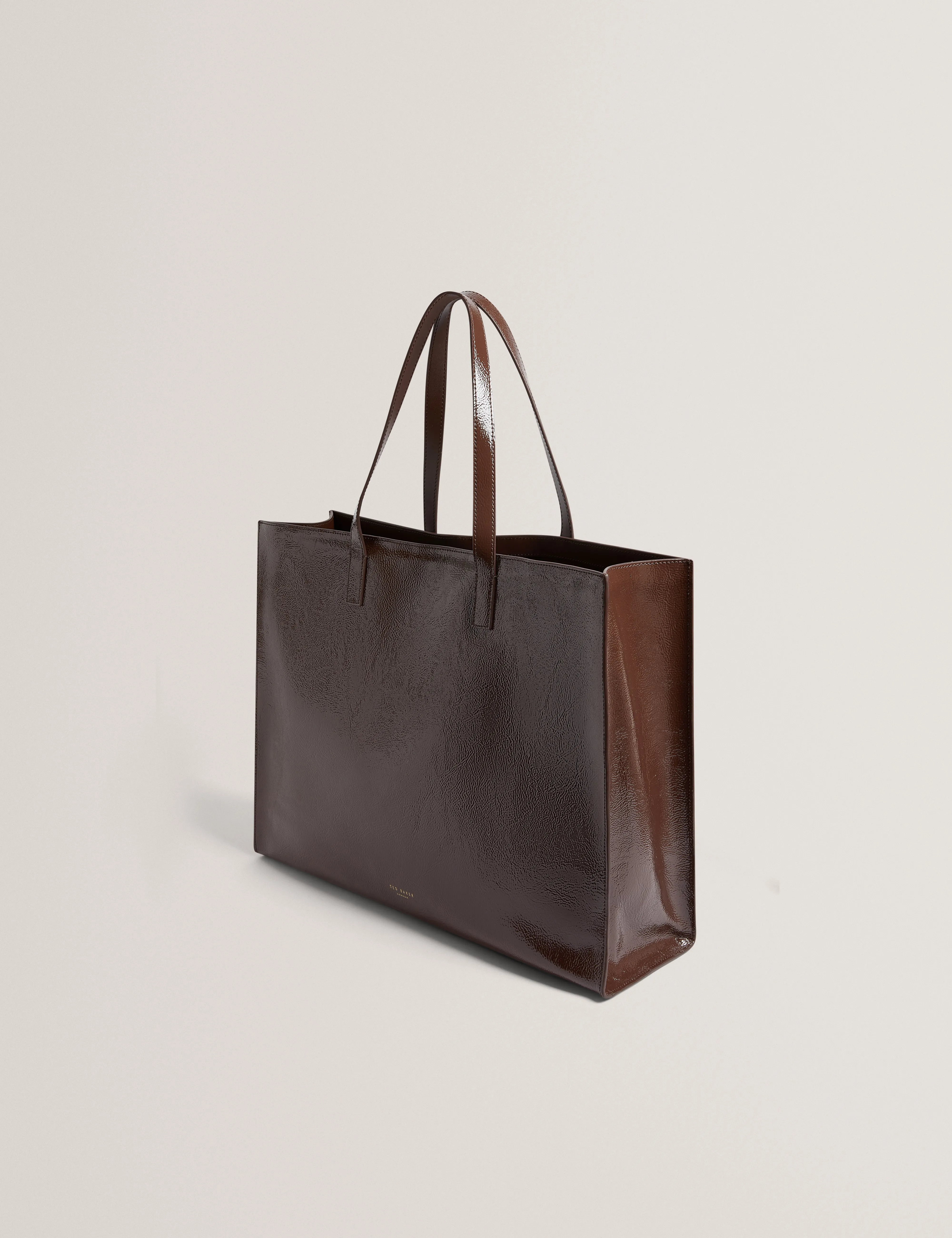 Rousah Rose Detail Tote Leather Bag Brn-Choc