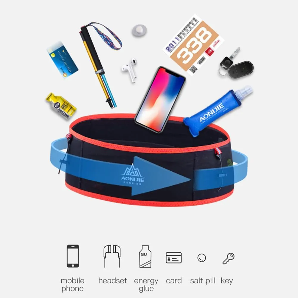Running Hydration Belt with 250ml Soft Flask, Quick Drying Running Belt for Cycling、Hiking、Marathon (black red,L/XL)