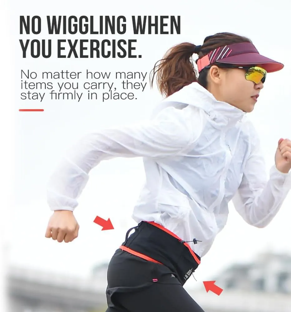 Running Hydration Belt with 250ml Soft Flask, Quick Drying Running Belt for Cycling、Hiking、Marathon (black red,L/XL)