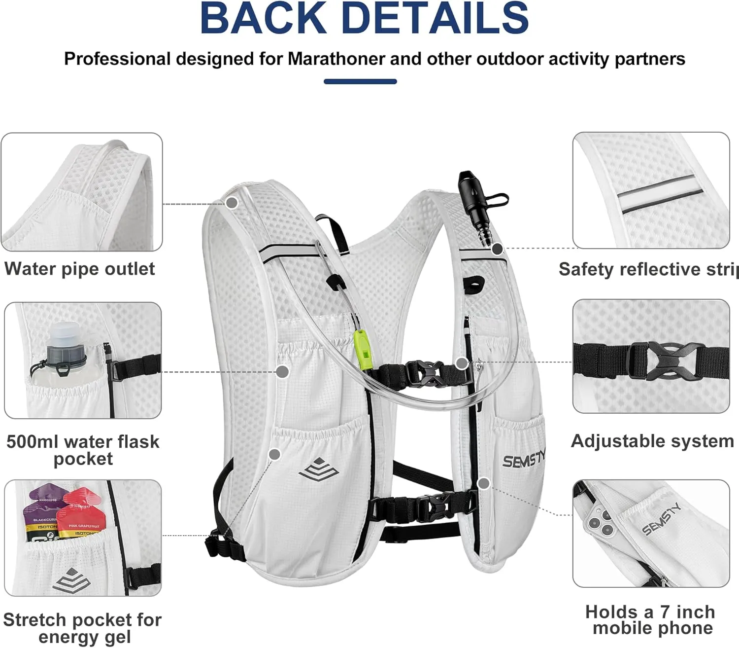 Running Hydration Vest - 5L, with 1.5L Water Bladder, Lightweight for Hiking and Cycling