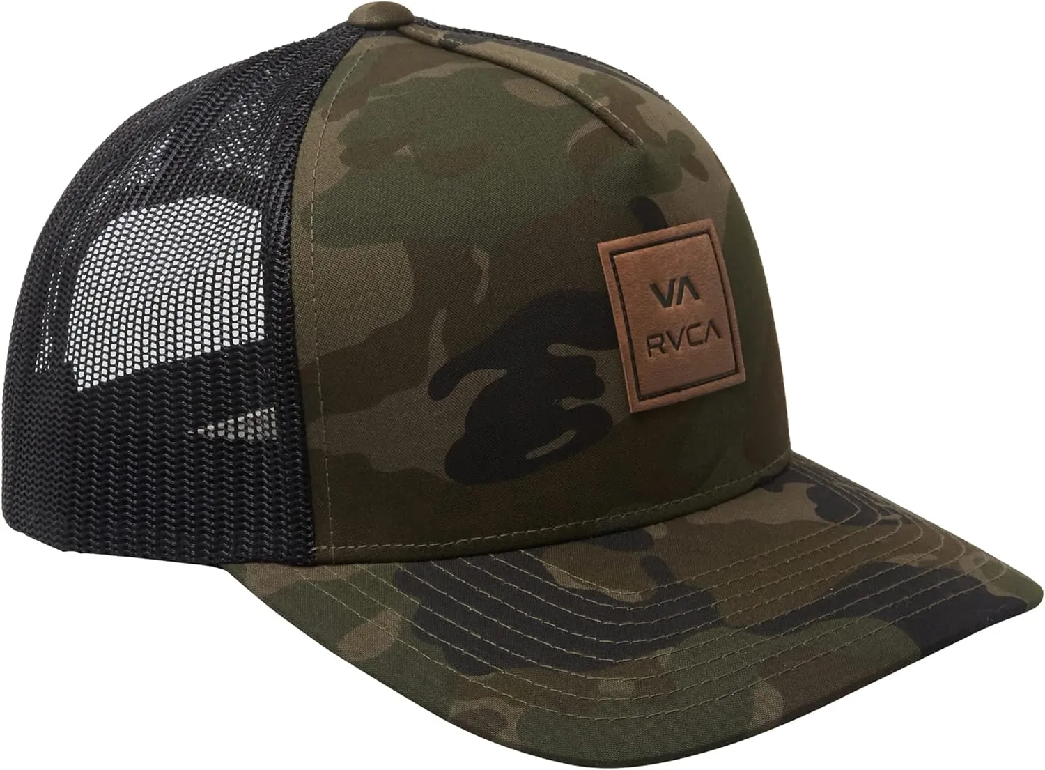 RVCA Men's Curved Brim Trucker Hat, Structured Hat with Curved Bill, Adjustable Snapback Closure