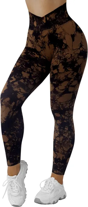 RXRXCOCO Women Seamless Crossover Leggings High Waisted Butt Lifting Workout Yoga Pants