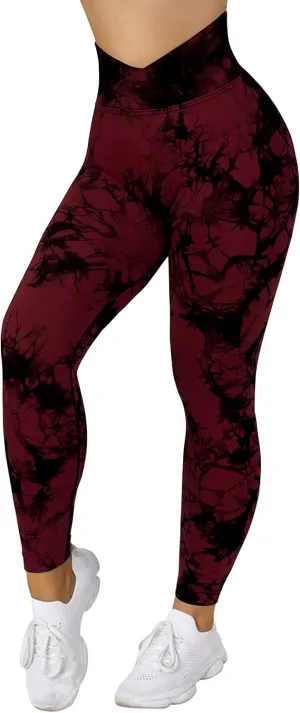 RXRXCOCO Women Seamless Crossover Leggings High Waisted Butt Lifting Workout Yoga Pants