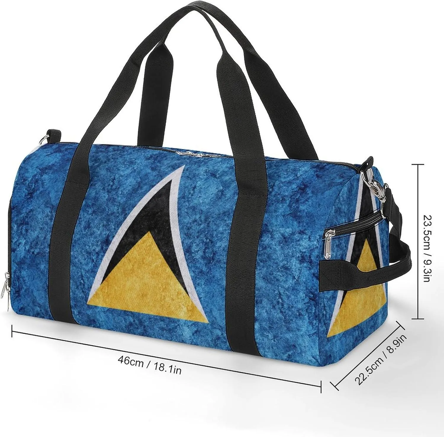 Saint Lucia Flag Textured Sports Duffel with Shoe Compartment and Wet Pocket for Travel Gym