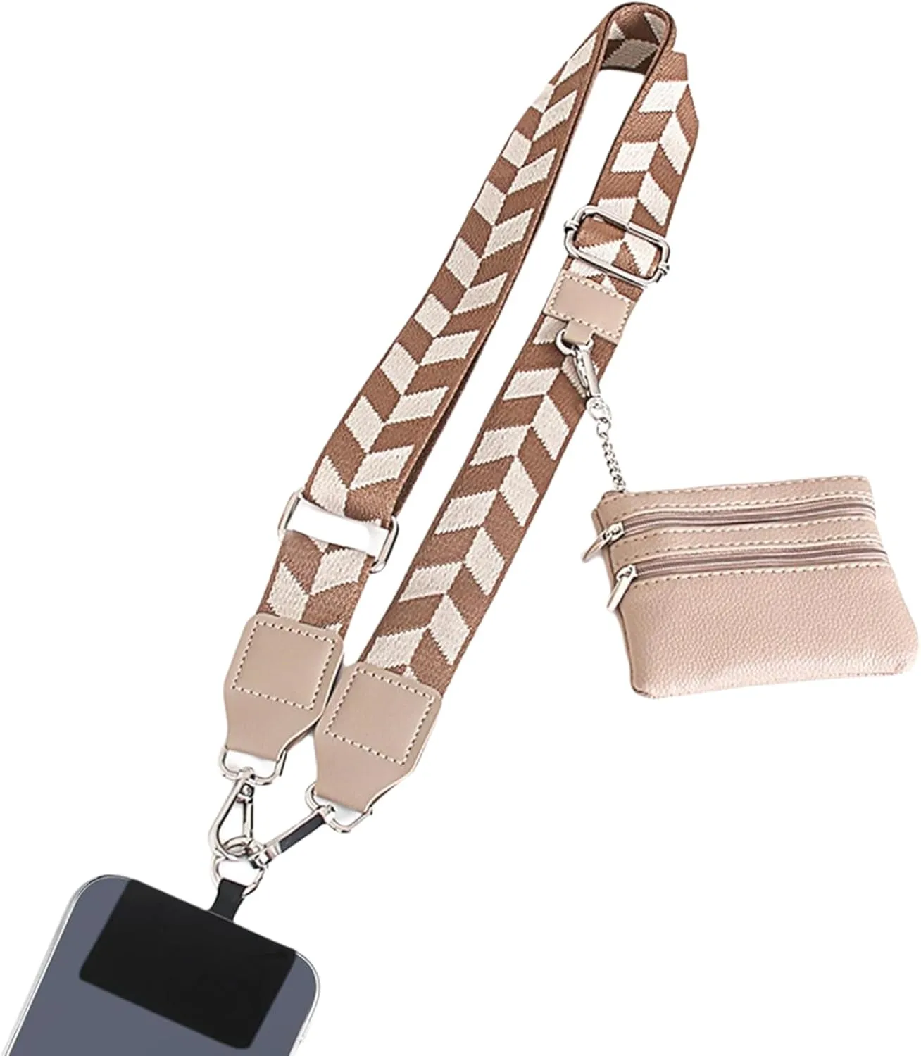 Save Girls Clip and go strap for Phone with Wallet Crossbody Phone Strap with zippered pouch, Phone Strap