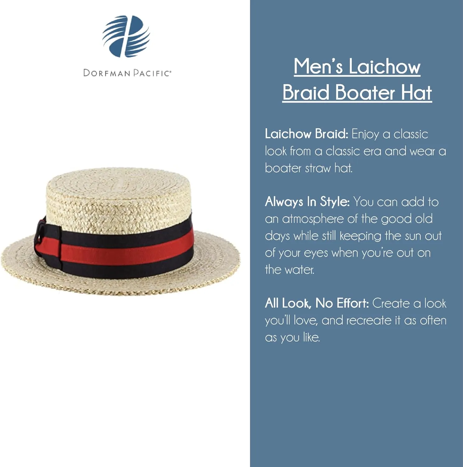 Scala Men's Dress Straw 1 Piece 10/11Mm Laichow Braid Boater Hat