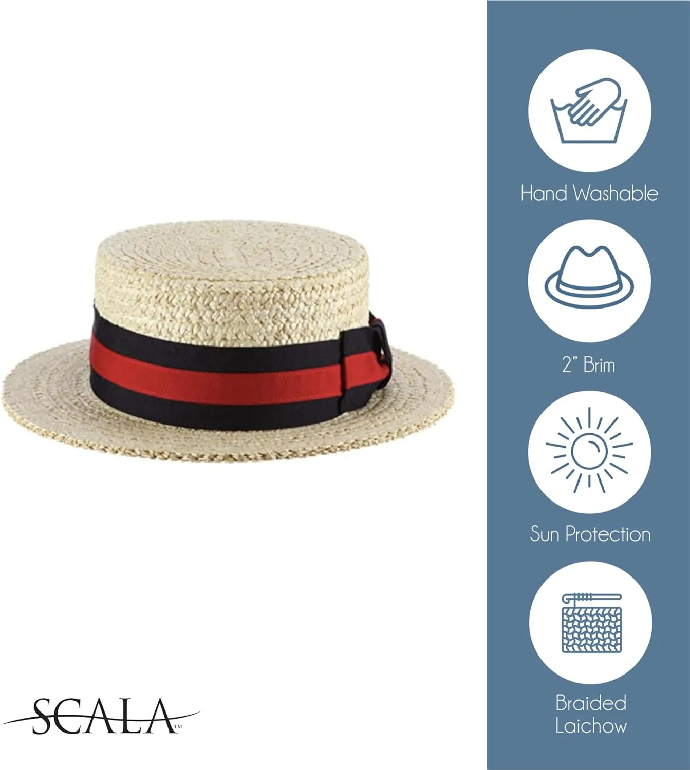Scala Men's Dress Straw 1 Piece 10/11Mm Laichow Braid Boater Hat