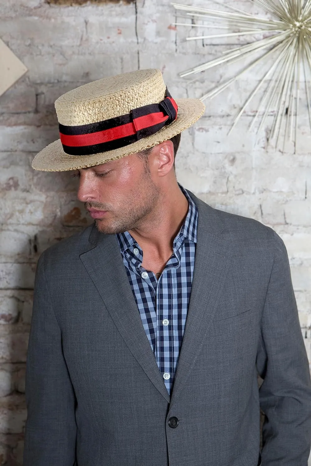 Scala Men's Dress Straw 1 Piece 10/11Mm Laichow Braid Boater Hat