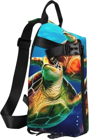 Sea Turtles Diamond Painting Print Crossbody Backpack -Versatile Crossbody Backpack For Outdoor Activities