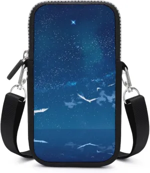 Seabird Starry Sky Small Cell Phone Purse Crossbody Waterproof Mini Bag Wallet with Adjustable Strap