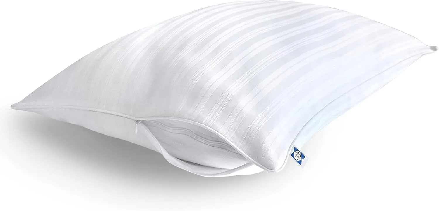 Sealy Soft Comfort 100% Cotton Zippered Encasement Machine Washable Pillow Protector- King Size- 2 Pack