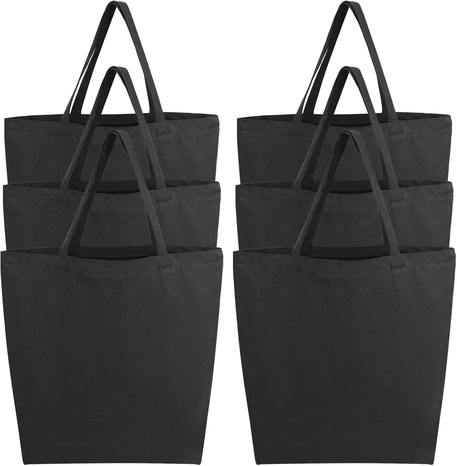 Segarty Canvas Tote Bag for Women, 6 Pack 20x15.7 Reusable Black Canvas Shopping Bag, Natural Cotton Canvas Shoulder Bag Aesthetic, Blank Canvas Tote Bulk for DIY, Gift, Grocery, Beach, Travel