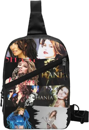 Shania Music Twain Crossbody Bag Chest Handbag Sling Backpack Adjustable Shoulder Bag Portable Outdoor Rucksack Foldable Multipurpose Daypack for Mountaineering